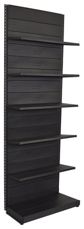 Scaffale metallico verniciato nero ghisa per arredo negozio modulo a parete cm. 100x50x300h