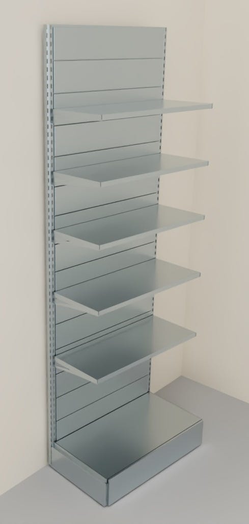 Scaffale di metallo zincato per arredo negozi cm. 100x50x300h