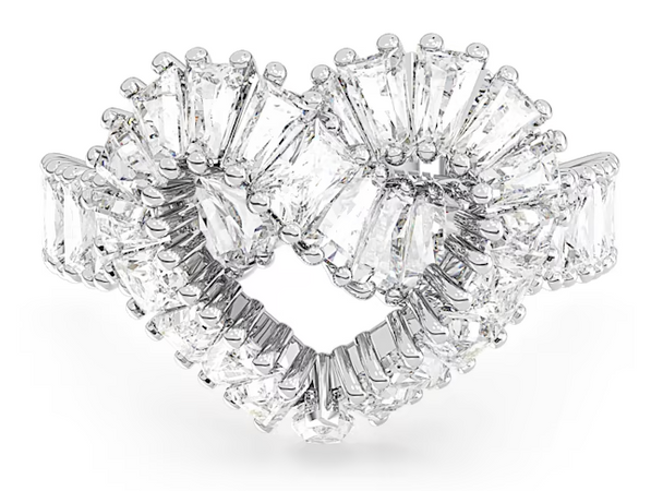 SWAROVSKI - Anello cocktail Matrix Taglio misto, Cuore, Bianco, Placcato rodio