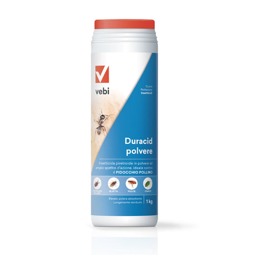 Insetticida in polvere per pulci, zecche e pidocchio pollino Duracid anti formiche da 1 Kg pronto all'uso