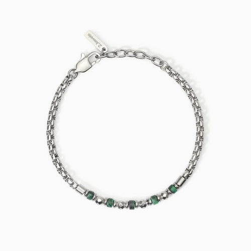 2Jewels - Bracciale in acciaio 316L malachite sintetica