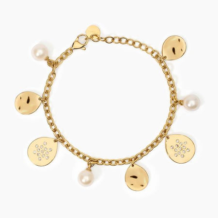 2Jewels - Bracciale in acciaio 316L PVD giallo perle conchiglie