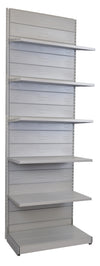 Scaffale a parete da negozio in metallo verniciato alluminio cm. 97x50x300h