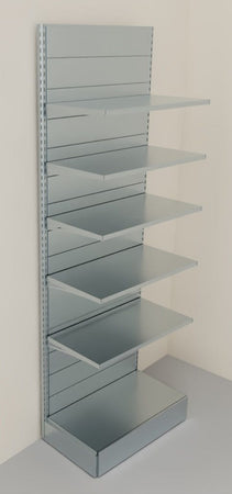 Scaffalatura di metallo zincata per allestimento negozi con moduli a parete cm. 100x50x300h