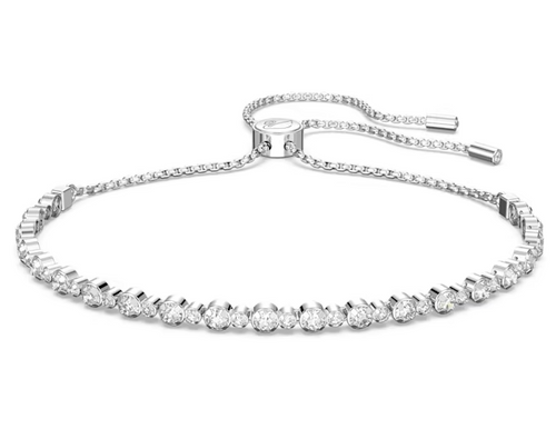 SWAROVSKI - Braccialetto Subtle Trilogy Taglio tondo, Bianco, Placcato rodio