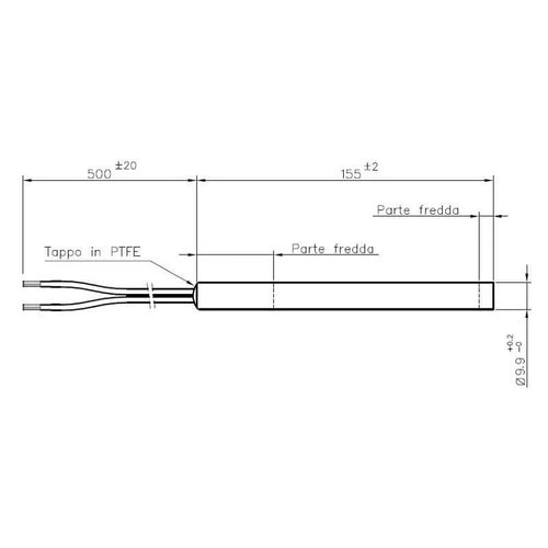 Resistenza Esecuzione Diretta, Diametro 9,9Mm, Lunghezza 155Mm, 300Watt. Monta Su Stufe Edilkamin 14701015