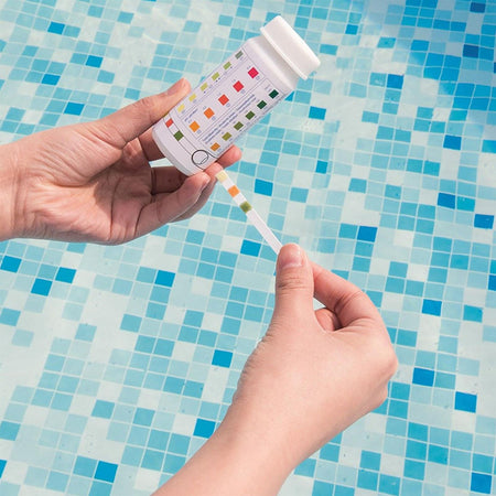 Kit di manutenzione per pulizia piscina kg 1 tris pastiglie antialghe cloro con dispenser e test piscine