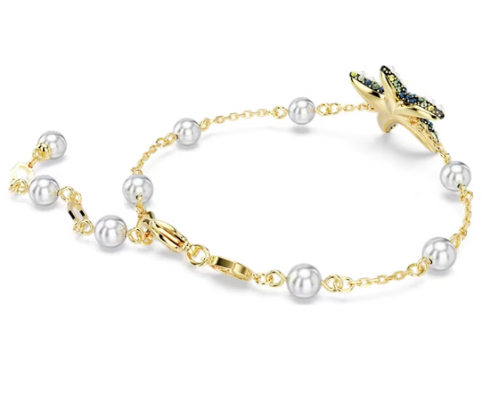 SWAROVSKI - Braccialetto Idyllia Crystal pearls, Stella marina, Multicolore, Placcato color oro