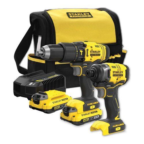 Trapano percussione batteria stanley sfmck465d2s fatmax set con avvita