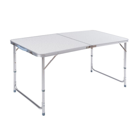 Tavolo pieghevole valigetta 120 x 60 cm da campeggio mare spiaggia in alluminio piano mdf