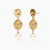 2Jewels  - Orecchini in acciaio 316L PVD giallo perle conchiglia cristalli