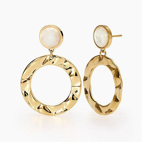 2Jewels  - Orecchini in acciaio 316L PVD giallo perle conchiglie