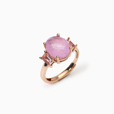 Mabina - Anello con fusion stone rosa ovale SANTORINI
