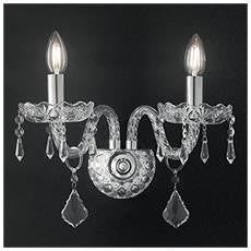 Applique Elegante Cristallo Gocce Trasparenti Finiture Cromo Lampada Classica E14