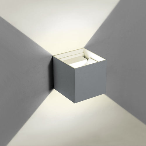 Applique Led Cubo Grigio Lampada Da Parete 12w 1500l Luce Regolabile Updown Ip65