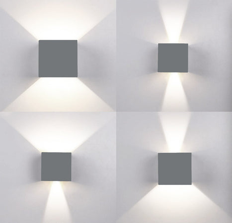 Applique Led Cubo Grigio Lampada Da Parete 12w 1500l Luce Regolabile Updown Ip65