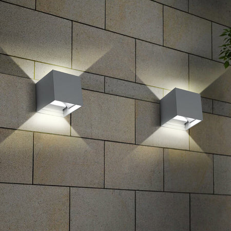 Applique Led Cubo Grigio Lampada Da Parete 12w 1500l Luce Regolabile Updown Ip65