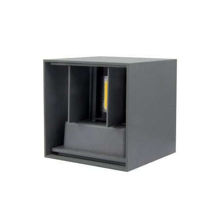 Applique Led Cubo Grigio Lampada Da Parete 12w 1500l Luce Regolabile Updown Ip65
