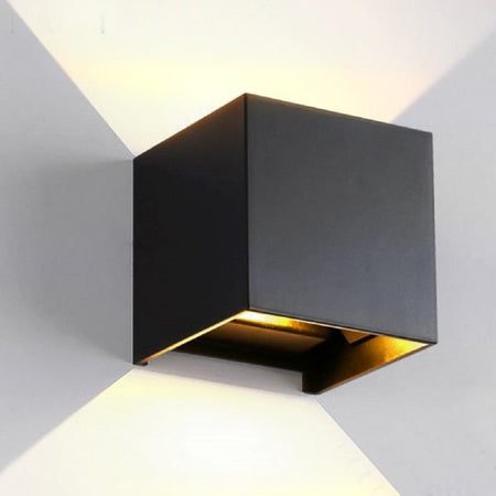 Applique Led Cubo Nero Lampada Da Parete 5w 750lmn Luce Regolabile Updown Ip65