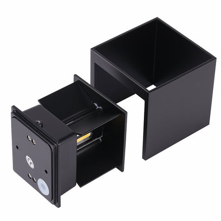 Applique Led Cubo Nero Lampada Da Parete 5w 750lmn Luce Regolabile Updown Ip65