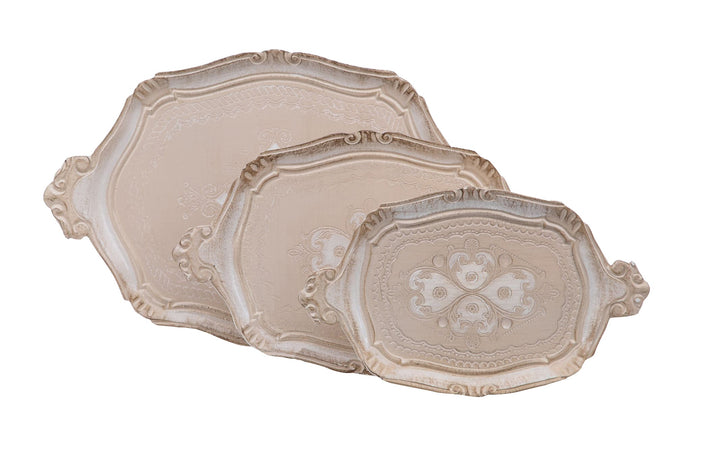 Biscottini Set 3 Vassoi in Legno Fiorentini Decorati Incisi a Mano Biscottini Qualità