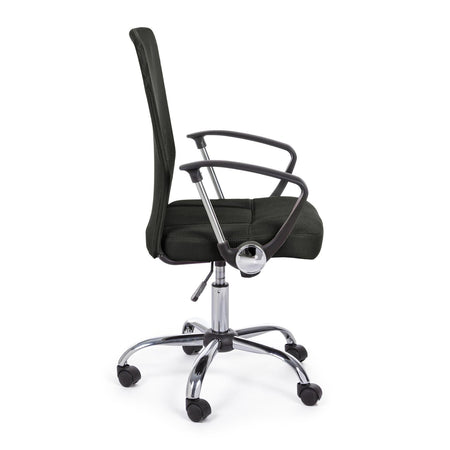 SEDIA DA UFFICIO CON BRACCIOLI PER SCRIVANIA BRISBANE NERO GIREVOLE RUOTE STUDIO CAMERETTA