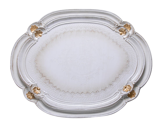 Biscottini Biscottini Set 2 Vassoi Legno Decorati Incisi a Mano Fiorentini 52x42 Servizio