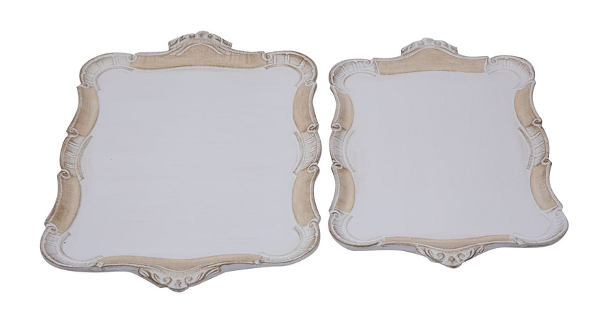 Biscottini Biscottini Set 2 Vassoi Legno Fiorentini Decorati Incisi a Mano 55x35 Fatti a