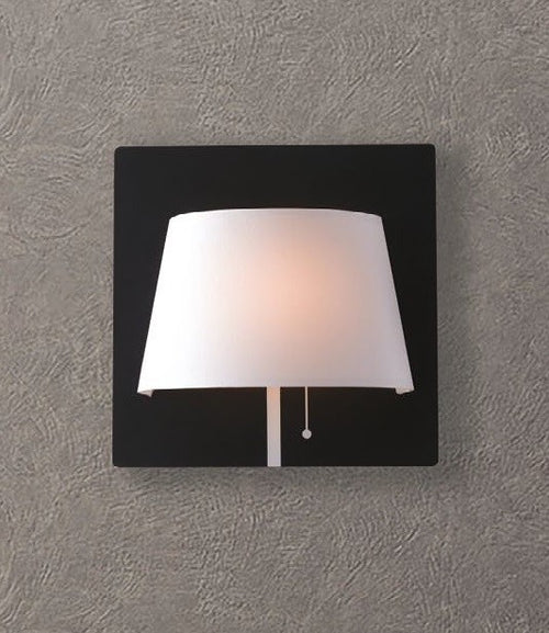 Applique Metallo Nero Paralume Bianco Lampad Moderna Led 6 watt Luce Naturale