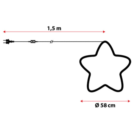 Stella luminosa led tipo neon a luce fissa luce calda per interno ed esterno