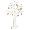 Albero di natale in legno vintage bianco con stelle 20 led a batteria h 50 cm