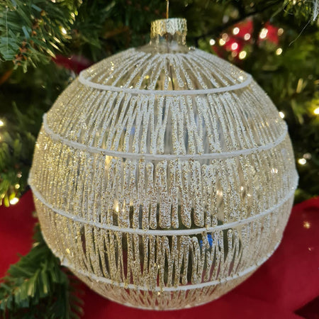 Pallina natalizia in vetro Glitterato puntale da Ø 15 cm, Pendaglio Decorato