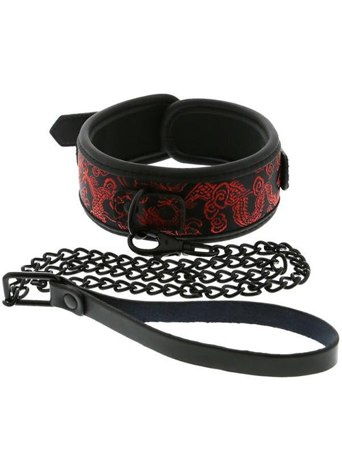 Blaze - Collare + Guinzaglio Drago Nylon Nero Rosso