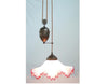 LAMPADARIO SALISCENDI MURANO 1 LUCE IN FERRO BATTUTO CRUCCOLINI ROSSO O BLU