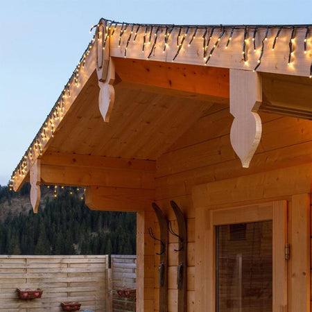 Cascata luce calda a led per esterno luci decorazione natale natalizie movimento 10 mt