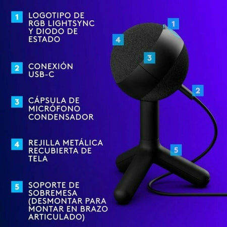 Microfono Logitech 988-000551 Nero