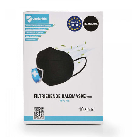50x Mascherina Nera FFP2 CE1463 Prodotta in Europa Mascherine FFP2 Nere Virshields 5 strati Certificata colore Nero € 0,69 cad Spedizione Gratuita