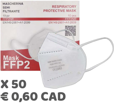 50x Mascherine Protettive FFP2 Bianche Certificate CE 2163 | BFE ≥95% | Sigillate Singolarmente Mascherina Approvata con marchio CE 2163 0,60 €/cad Gen Yuan Tang Medical Technology