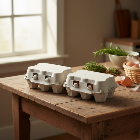 50x Confezioni Da 6 Uova In Cartone Con Coperchio Portauova Da Materiale Riciclato