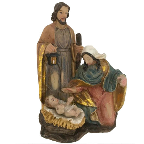 Natività monoblocco in poli-resina statua per presepe decorazione natalizia h 8 cm