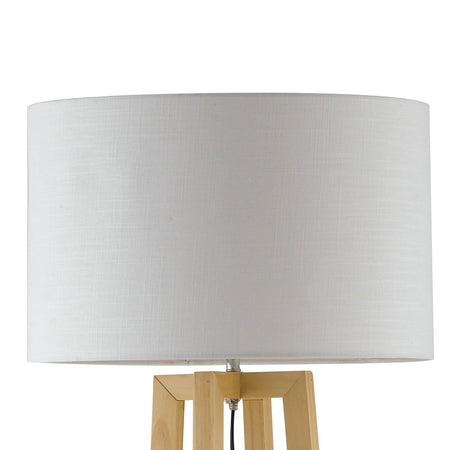 Piantada da terra lampada Berry in legno naturale e paralume in tessuto h.165