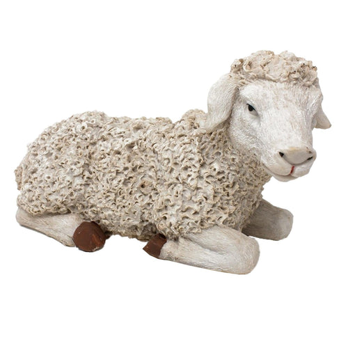 Pecora seduta in poliresina per presepe di natale animali sacra famiglia 28 cm