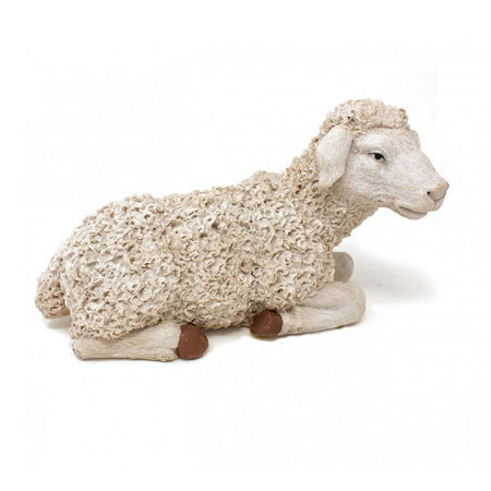 Pecora seduta in poliresina per presepe di natale animali sacra famiglia 28 cm