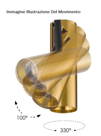 Faretto per binario orientabile a led in alluminio oro A+ Luce calda 7 W