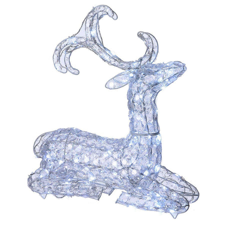 Renna luminosa seduta decorazione natale cristalli 120 led da esterno h 60 cm