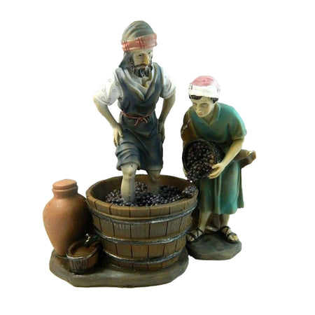 Scena pigiatura uva h 15 cm in poliresina personaggio per presepe agricoltore natività