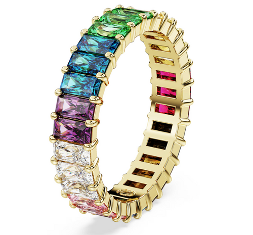 SWAROVSKI - Anello Matrix Taglio baguette, Multicolore, Placcato color oro