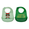 Coppia di bavaglini in silicone Natale Pearhead - Cutest little elf