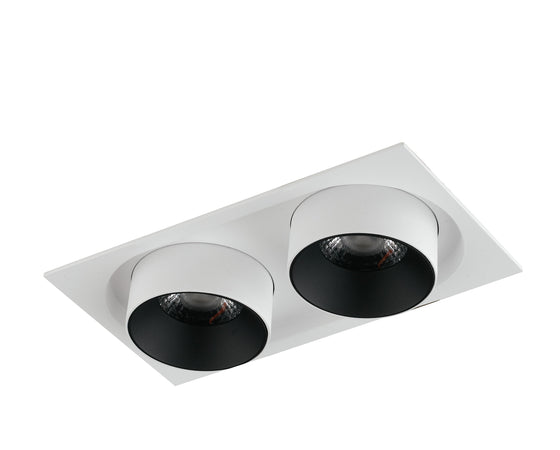 Lampada da incasso orientabile bianco e interno nero LED COB 3000K2x15W