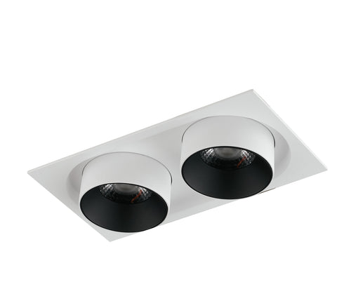 Lampada da incasso orientabile bianco e interno nero LED COB 4000K2x30W